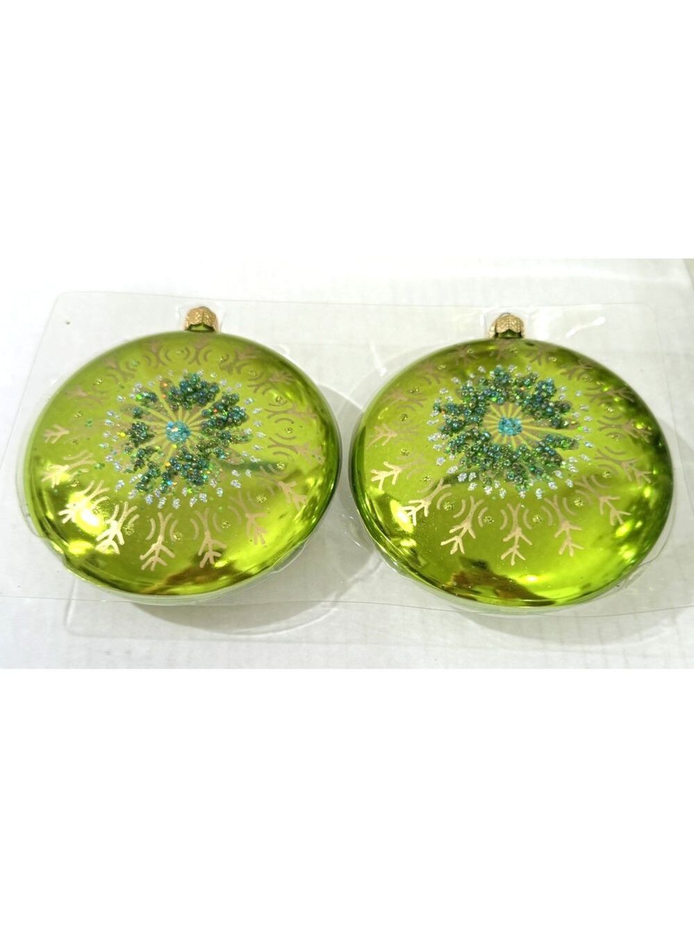 Lot of 20 Hobby Lobby + Home Goods Glass Christmas Ornaments Green Gold Silver - Picture 13 of 13